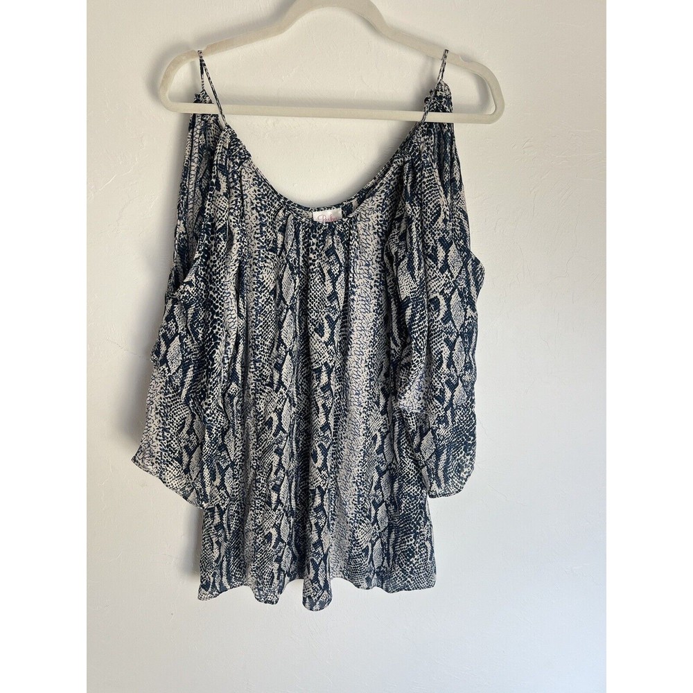 Parker Cold Shoulder Silk Blue Snake Print Tunic